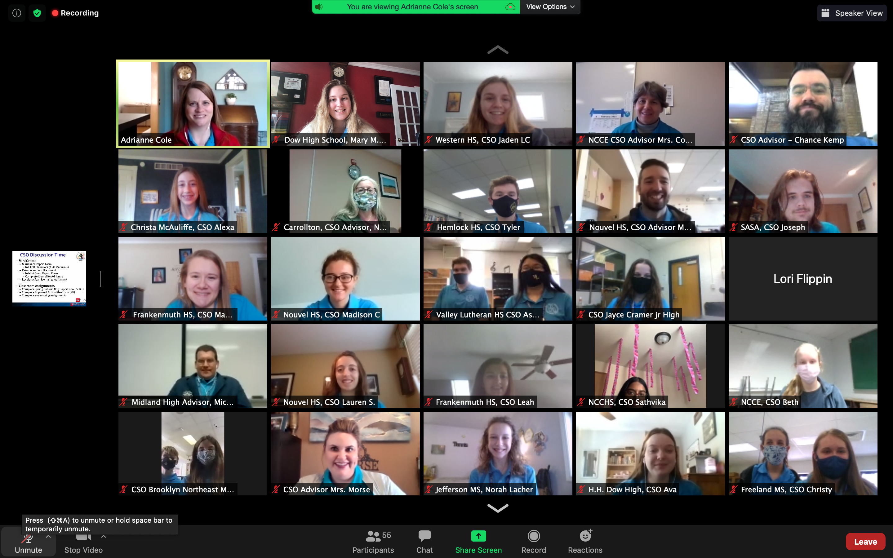 Students attend a virtual celebration event